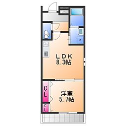 岸和田市藤井町2丁目アパート 1LDKの間取図画像