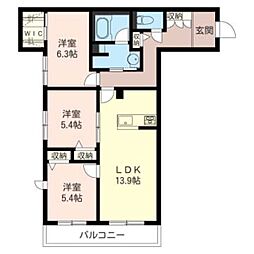 Belltree絆 3LDKの間取図画像