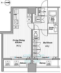 レジディア錦糸町2 12階1LDKの間取り