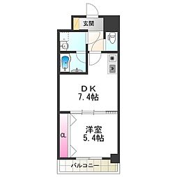 シティーコート大小路駅前 9階1DKの間取り