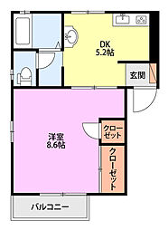 マイネル 1DKの間取図画像
