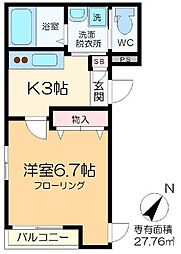 ＳＫＹ 3階1Kの間取り