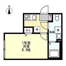 ベイルーム東本厚木 1Kの間取図画像
