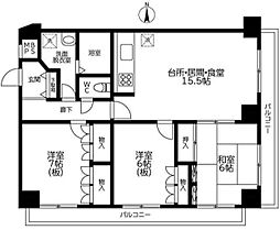 東急東横線 都立大学駅 徒歩2分の賃貸マンション 2階3LDKの間取り