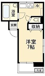 三田東中野コーポ ワンルームの間取図画像