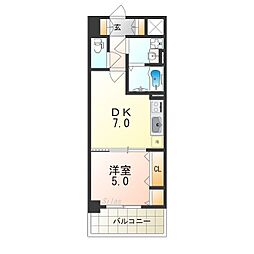 シティーコート堺駅前ロータリー 10階1DKの間取り