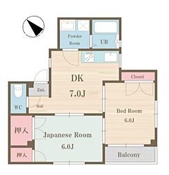 メゾン小峯 2階2DKの間取り