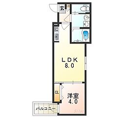 南海高野線 住吉東駅 徒歩4分の賃貸アパート 2階1LDKの間取り