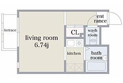 ZESTY西落合 1Kの間取図画像