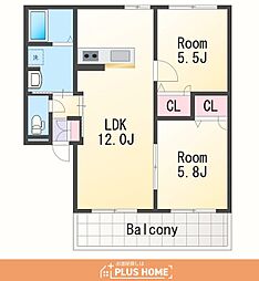 リッチンコート1 2LDKの間取図画像