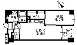 レジディア日本橋浜町 1LDKの間取図画像