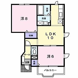 レインボークエスト 1階2LDKの間取り