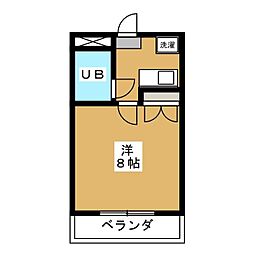 クレッシェンド21 2階1Kの間取り