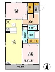 アンリシール・レイク 2LDKの間取図画像