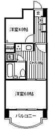ライオンズマンション山吹町 2DKの間取図画像