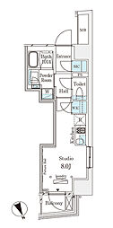 パークナードフィット南青山Vista ワンルームの間取図画像
