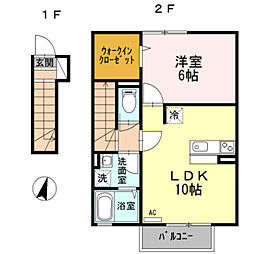 プレジール田無 1LDKの間取図画像