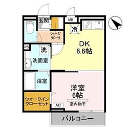 シャインソレイユ 1DKの間取図画像