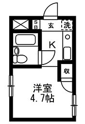 ニューオリエント小金井 ワンルームの間取図画像
