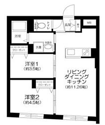 CENTRAL GARDEN RESIDENCE TOKYO 2LDKの間取図画像