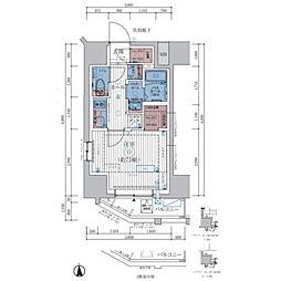 エステムコート亀戸TOKYOEAST 1Kの間取図画像