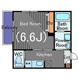 エスポワール東大井 3階1Kの間取り