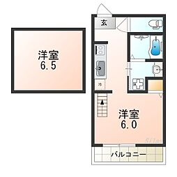 アルフォート初芝 1階1Kの間取り