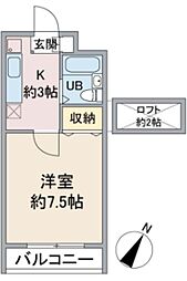 ユニーブル読売ランド 1Kの間取図画像