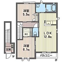 ディアコートＢ 00201 ｜ 栃木県小山市大字小山20（賃貸アパート2LDK・2階・61.63㎡） その2