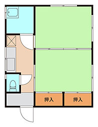 クレセント藤代Ａ棟 1階2Kの間取り