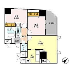 フォレンツタワー文京千石 2LDKの間取図画像