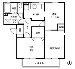 フレマリール塩澤 ＡＢA102 1階3Kの間取り