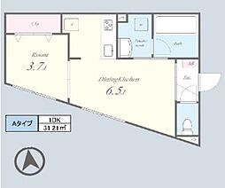 葛飾区お花茶屋2丁目アパート 1DKの間取図画像