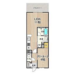 JR関西本線 東部市場前駅 徒歩7分の賃貸マンション 7階1LDKの間取り