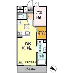 京王高尾線 高尾駅 徒歩23分の賃貸アパート 1階1LDKの間取り