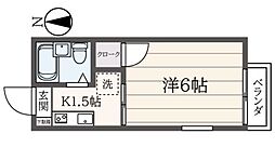 プラムハウス 1階1Kの間取り