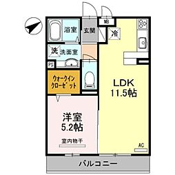 リヴェール2 1LDKの間取図画像