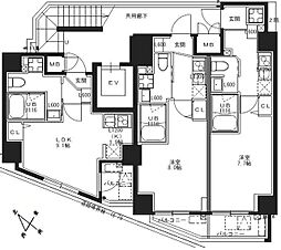 エスレジデンス池袋ノルテ 2階1Kの間取り