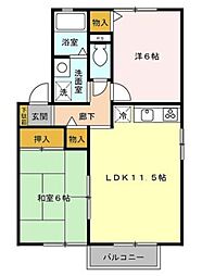 グリーンヒル2 2LDKの間取図画像