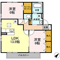 パルプレジオ 2LDKの間取図画像