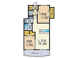 エミネンス東風 3階2LDKの間取り