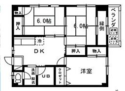 サンライズ南葛西 4階3DKの間取り