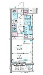GENOVIA竹ノ塚 1DKの間取図画像