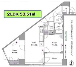 アピス日暮里 5階2LDKの間取り