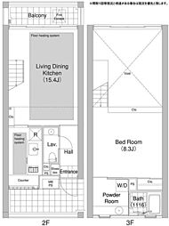 東京メトロ日比谷線 恵比寿駅 徒歩2分の賃貸マンション 2階1LDKの間取り