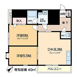 リラ・ピラミゼ 3階2DKの間取り