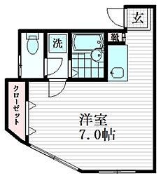 ブライト・T 1階ワンルームの間取り