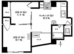 清澄マンション 8階2DKの間取り