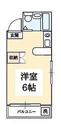 スカイコート立川第3 4階ワンルームの間取り