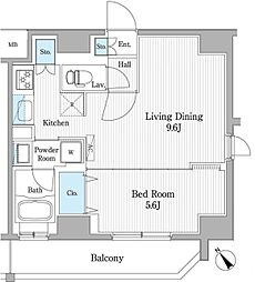 パティオスクエア御茶ノ水 1LDKの間取図画像